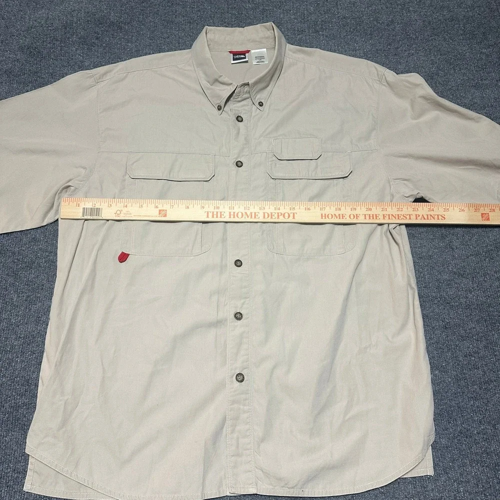 The North Face Mens Large Short Sleeve Button Down Fishing Shirt Tan Cotton L/G